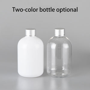 300ml PET Round Shoulder Bottle with Electroplated Aluminum Cap & Stopper – Wholesale Cosmetic Packaging