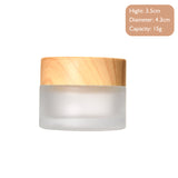 5g-60g Frosted & Clear Glass Jars with Wood Lid for Skincare