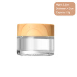 5g-60g Frosted & Clear Glass Jars with Wood Lid for Skincare