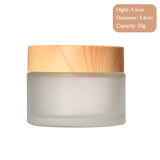 5g-60g Frosted & Clear Glass Jars with Wood Lid for Skincare