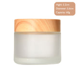 5g-60g Frosted & Clear Glass Jars with Wood Lid for Skincare