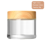 5g-60g Frosted & Clear Glass Jars with Wood Lid for Skincare
