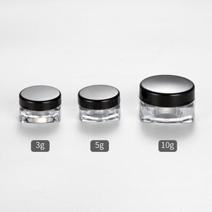 3g 5g 10g Square Base Plastic Cosmetic Cream Jars | Wholesale Sample Containers