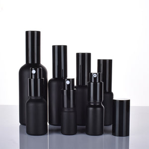 Matte Black Glass Refillable Bottles – Spray & Lotion Pump (5ml–100ml)