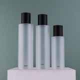 100ml 150ml 200ml Frosted PET Toner Bottles with Inner Plug | Black & White Screw Caps