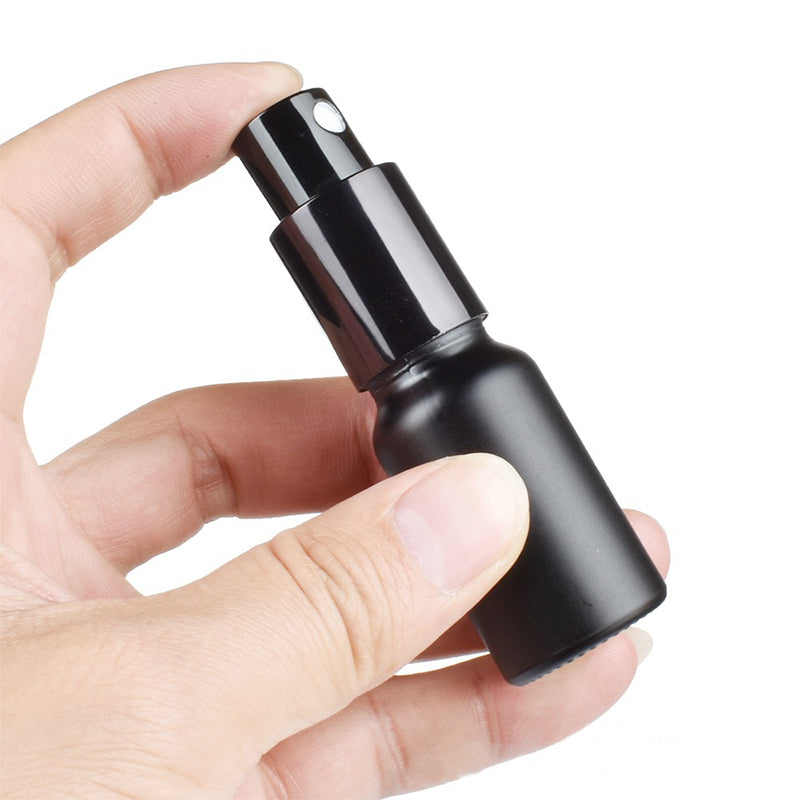 Matte Black Glass Refillable Bottles – Spray & Lotion Pump (5ml–100ml)