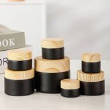 Frosted Black Glass Cream Jar with Custom Lids 5–60g