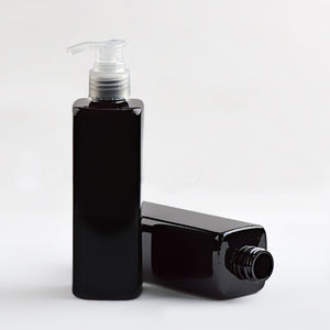 Wholesale 250ml Black PET Square Pump Bottle for Shampoo Lotion Body Wash