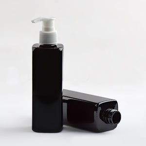 Wholesale 250ml Black PET Square Pump Bottle for Shampoo Lotion Body Wash