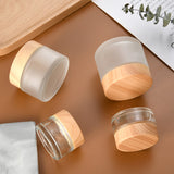 5g-60g Frosted & Clear Glass Jars with Wood Lid for Skincare