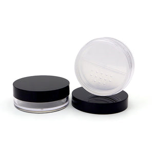 10g Plastic Loose Powder Jar with Rotating Sifter & Screw Cap | Wholesale Cosmetic Packaging OEM/ODM