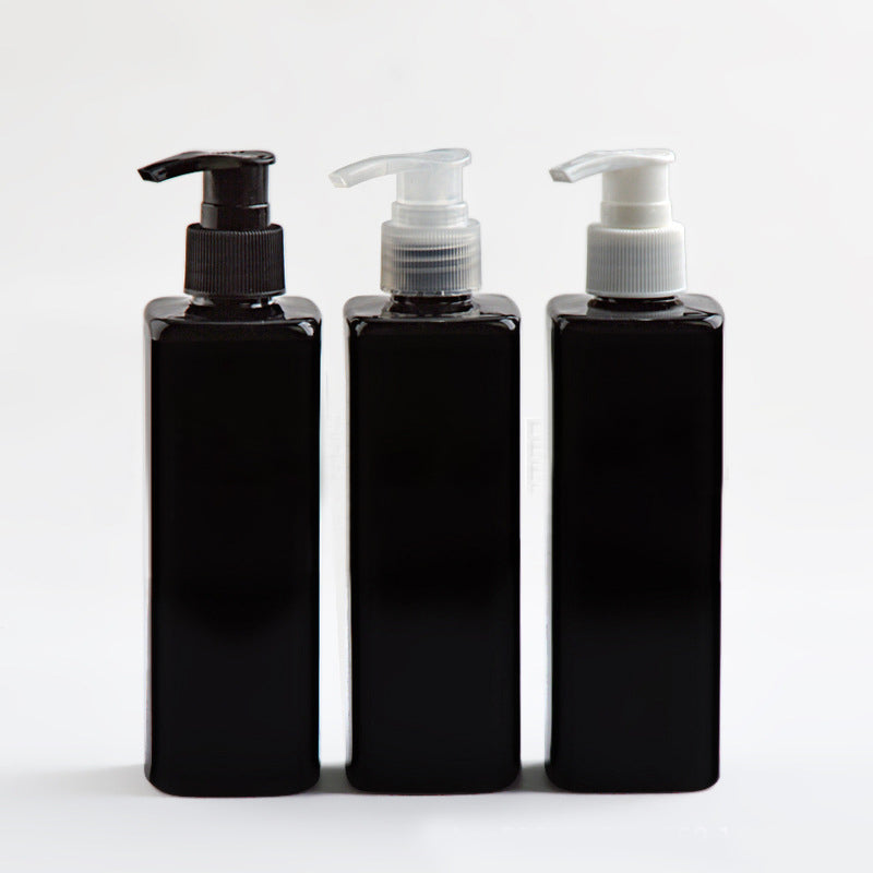 Wholesale 250ml Black PET Square Pump Bottle for Shampoo Lotion Body Wash
