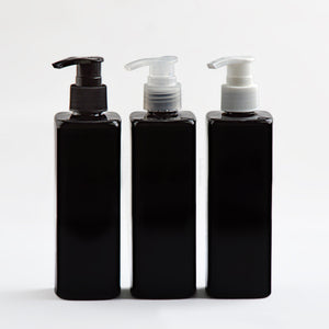 Wholesale 250ml Black PET Square Pump Bottle for Shampoo Lotion Body Wash
