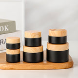 Frosted Black Glass Cream Jar with Custom Lids 5–60g