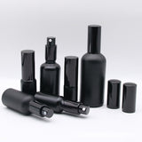 Matte Black Glass Refillable Bottles – Spray & Lotion Pump (5ml–100ml)