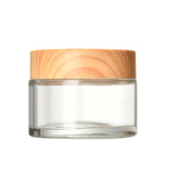5g-60g Frosted & Clear Glass Jars with Wood Lid for Skincare