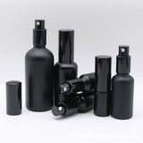 Matte Black Glass Refillable Bottles – Spray & Lotion Pump (5ml–100ml)