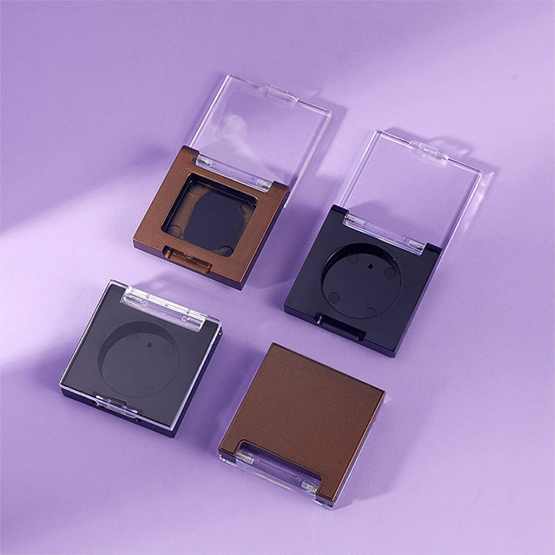 Custom Empty Single Eyeshadow and Mini Blush Palette Plastic Case with Clear Lid and Logo Printing