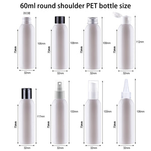60ml round shoulder PET bottle size