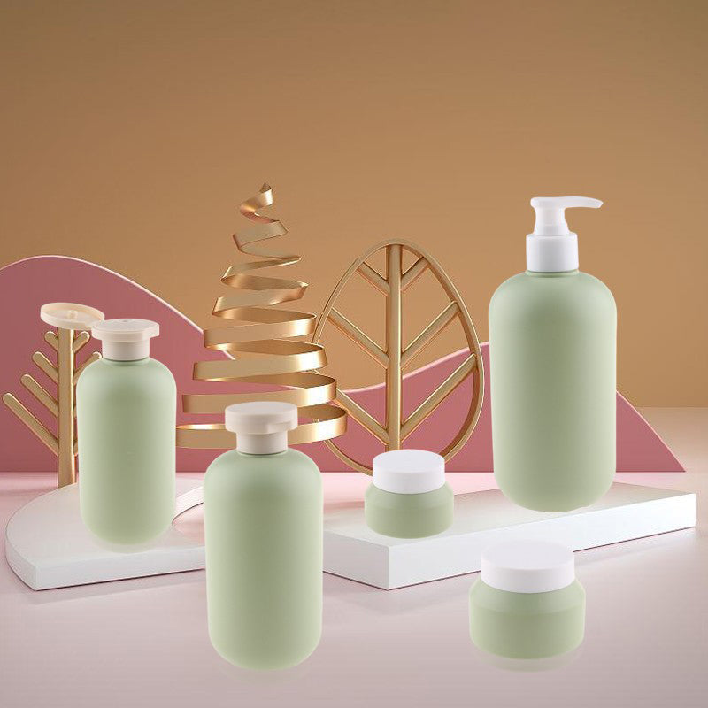 Wholesale Frosted Green PE Bottles & Jars for Skincare and Cosmetics