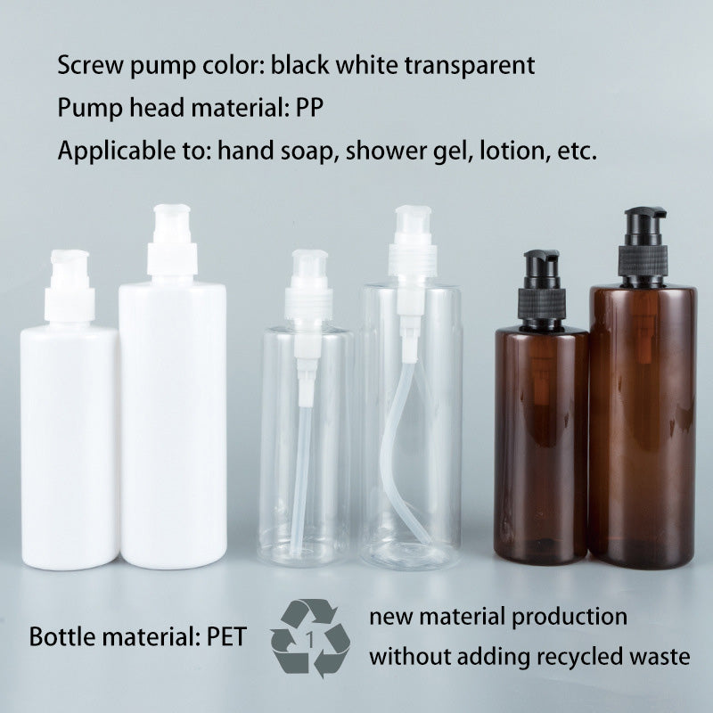 250ml 350ml Plastic Pump Bottles | Flat Shoulder Screw Pump & Round Pump Dispenser
