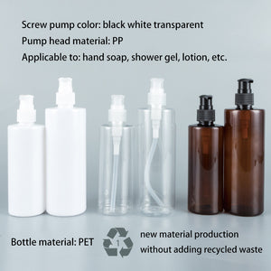 250ml 350ml Plastic Pump Bottles | Flat Shoulder Screw Pump & Round Pump Dispenser