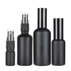 Matte Black Glass Refillable Bottles – Spray & Lotion Pump (5ml–100ml)