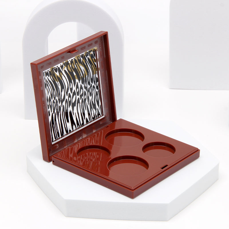 Custom Empty 4-Pan Eyeshadow Palette Red-Brown Case