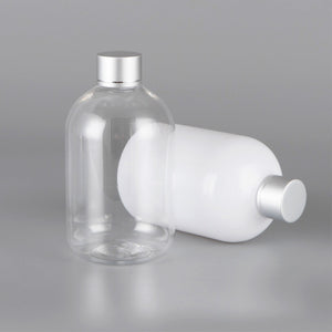 300ml PET Round Shoulder Bottle with Electroplated Aluminum Cap & Stopper – Wholesale Cosmetic Packaging