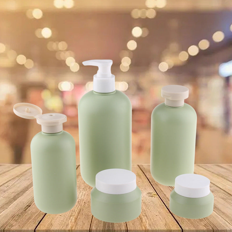 Wholesale Frosted Green PE Bottles & Jars for Skincare and Cosmetics
