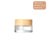 5g-60g Frosted & Clear Glass Jars with Wood Lid for Skincare