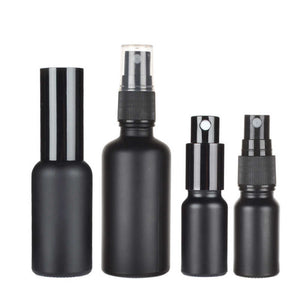 Matte Black Glass Refillable Bottles – Spray & Lotion Pump (5ml–100ml)