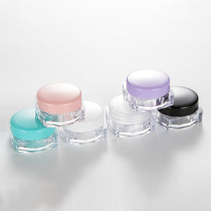 3g 5g 10g Square Base Plastic Cosmetic Cream Jars | Wholesale Sample Containers