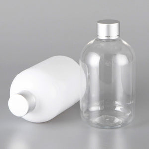 300ml PET Round Shoulder Bottle with Electroplated Aluminum Cap & Stopper – Wholesale Cosmetic Packaging