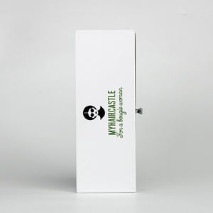 White Box Green Logo Hair Packaging Boxes Custom Logo Bundle Custom Hair Boxes