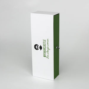 White Box Green Logo Hair Packaging Boxes Custom Logo Bundle Custom Hair Boxes