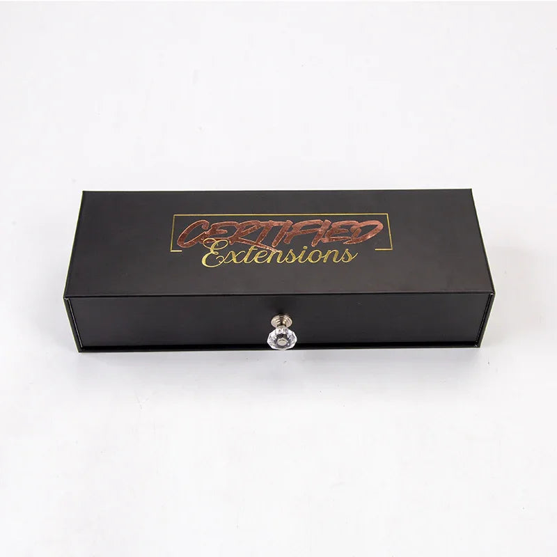 Wig Packaging Box Custom Black Rigid Hair Extension Box with  display picture 1