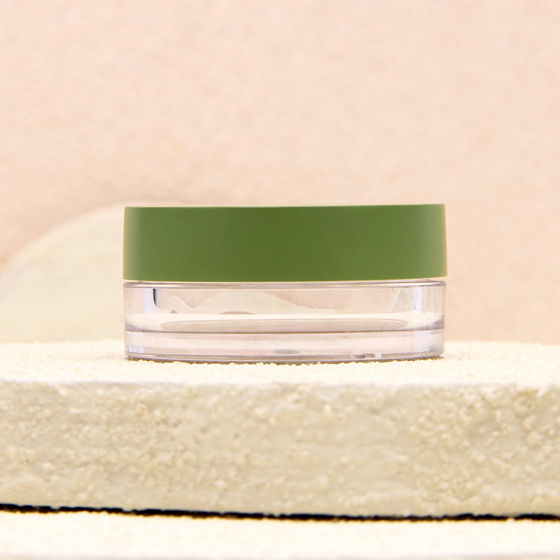 Customizable Loose Powder Jars with Transparent Base and Colored Lids