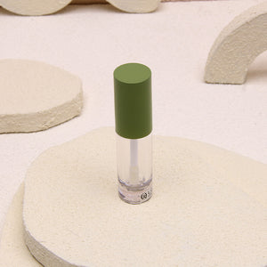 Green Lip Gloss Tube Clear Round Bottle with Brush Customizable Private Label