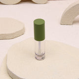 Green Lip Gloss Tube Clear Round Bottle with Brush Customizable Private Label