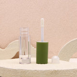 Green Lip Gloss Tube Clear Round Bottle with Brush Customizable Private Label