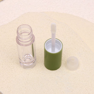 Green Lip Gloss Tube Clear Round Bottle with Brush Customizable Private Label