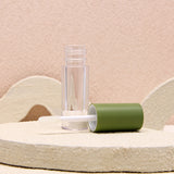 Green Lip Gloss Tube Clear Round Bottle with Brush Customizable Private Label