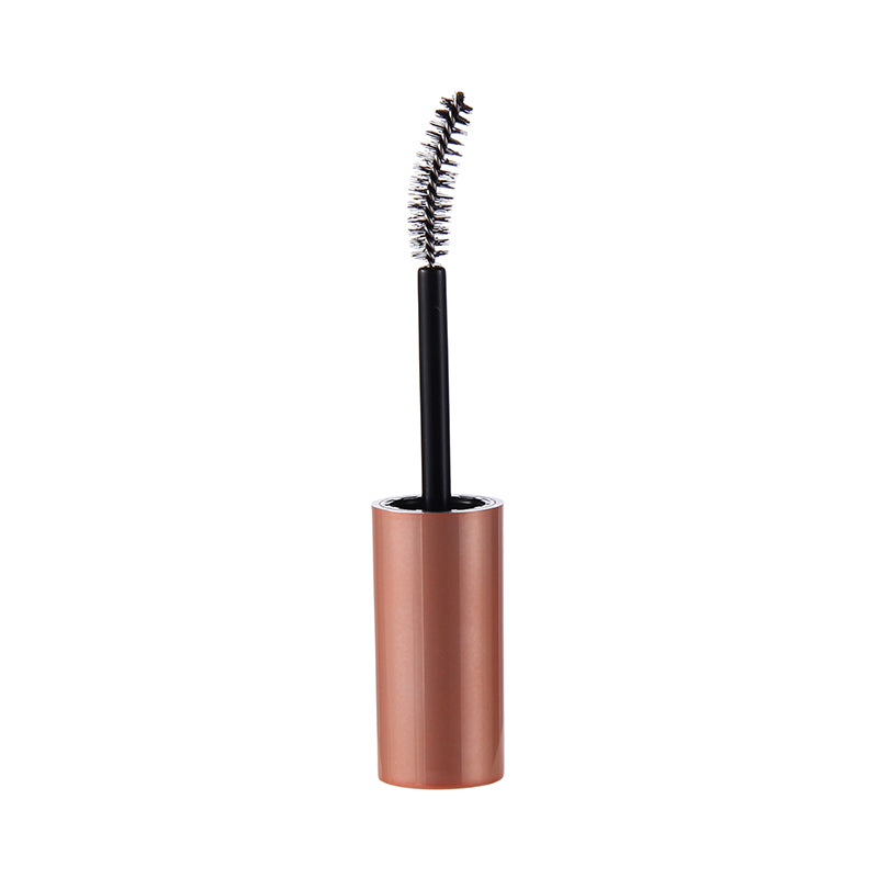 Mascara container with curved bristle wand
