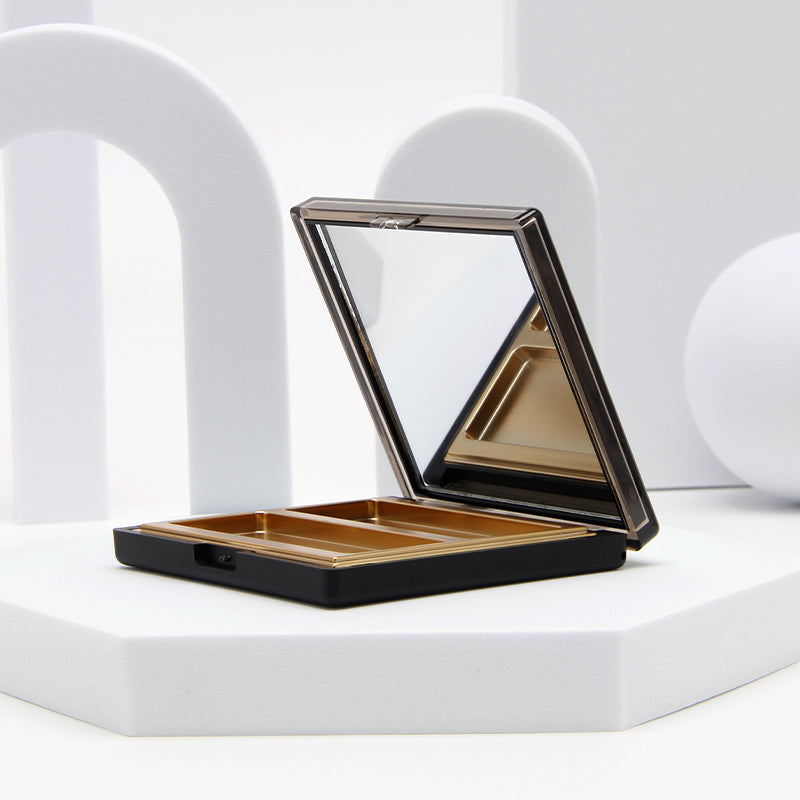 Rectangle Two Colors Eyeshadow Palette with Mirror Empty Cosmetic Compact Box