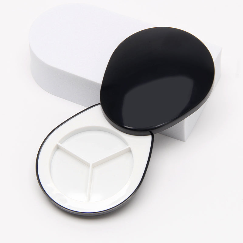 Custom Teardrop Three Compartment Eyeshadow Palette Black Compact Case