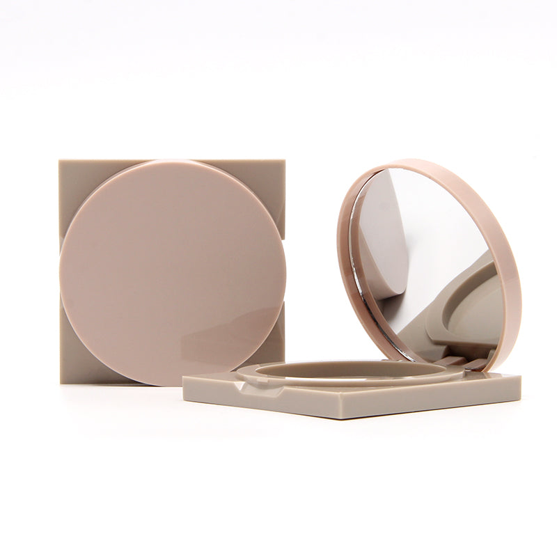 Custom Foundation Compact Case with Mirror in Nude and Taupe
