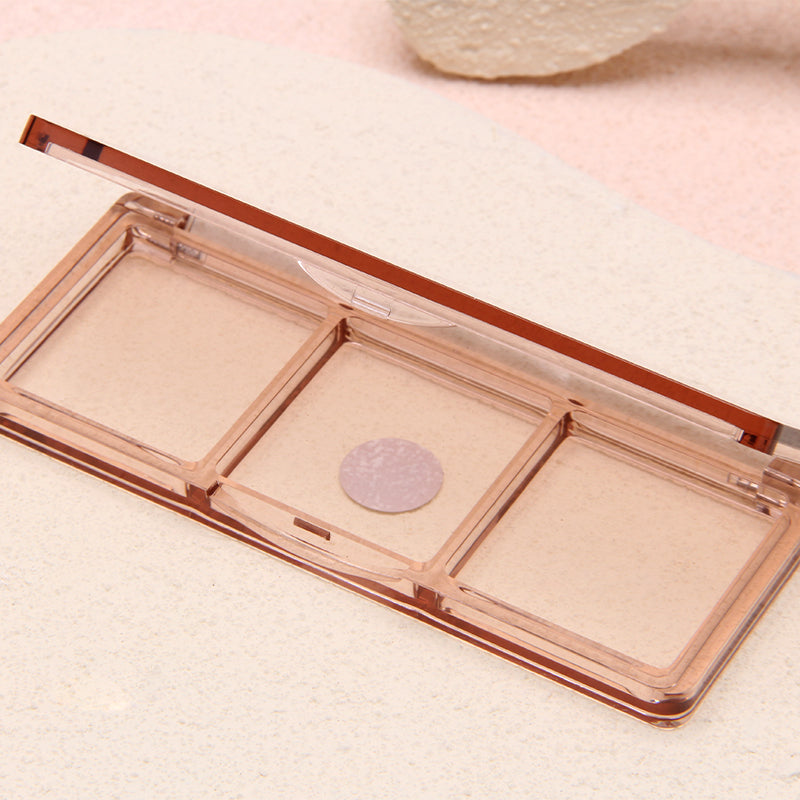 Empty 3 Color Eyeshadow Case Clear Square Compact for Pressed Blush Highlighter