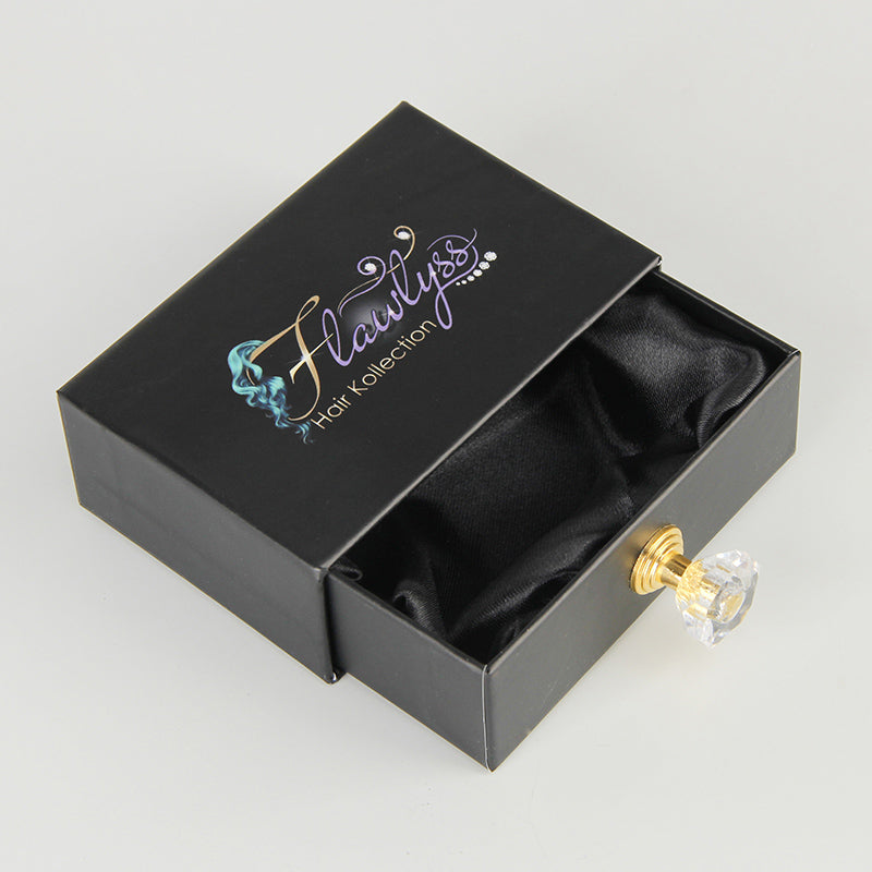 Hair Box Packaging Custom Logo Black Hair Extension Box Packaging Custom Logo