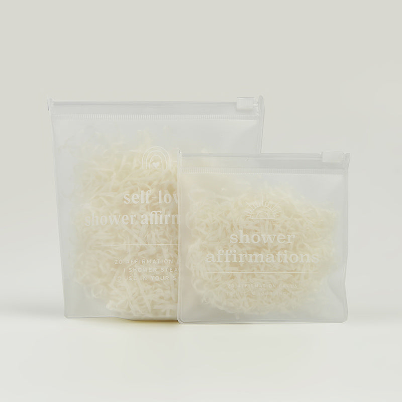 custom frosted EVA packaging bag with white logo printing